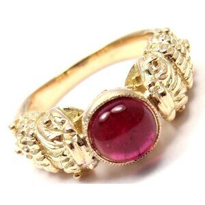 Very Rare! Authentic Zolotas Greece 18k Yellow Gold Pink Tourmaline Band Ring​
